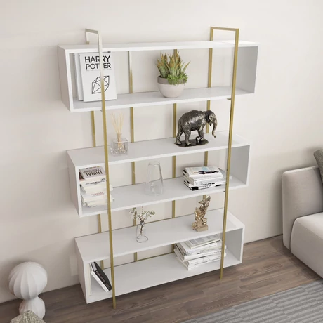könyvespolc Bruti - White, Gold