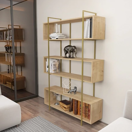 könyvespolc Bruti - Oak, Gold
