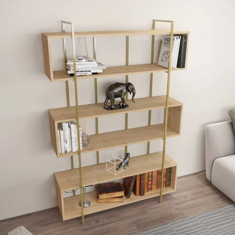 könyvespolc Bruti - Oak, Gold
