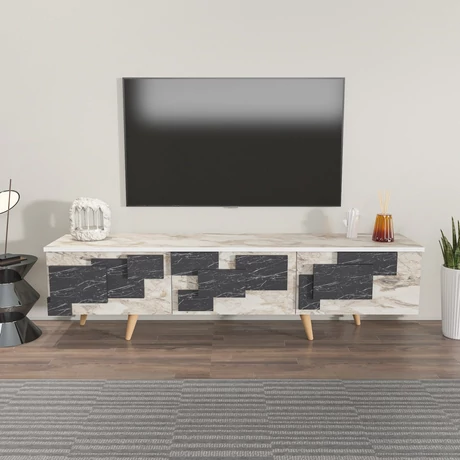TV szekrény 3 D - White, Marble