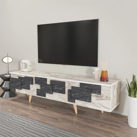 TV szekrény 3 D - White, Marble