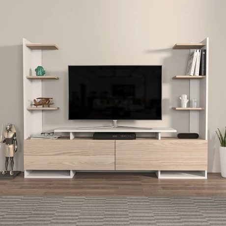 TV szekrény Ava - White, Oak