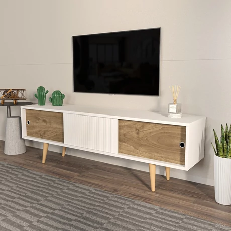 TV szekrény Ecrin - White, Walnut