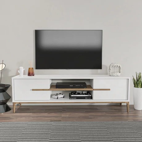 TV szekrény Eslem - White, Walnut