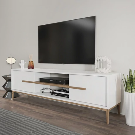 TV szekrény Eslem - White, Walnut