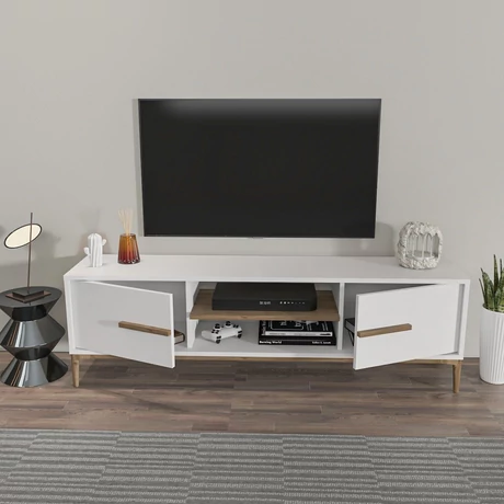TV szekrény Eslem - White, Walnut