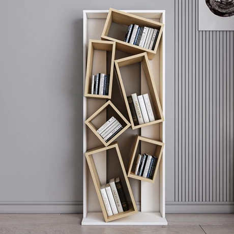 könyvespolc Carmen - White, Oak