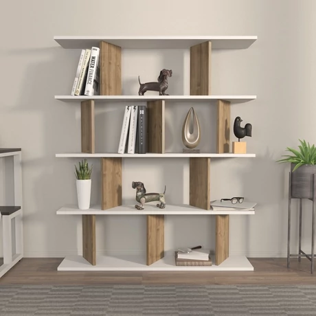 könyvespolc Grace - White, Walnut