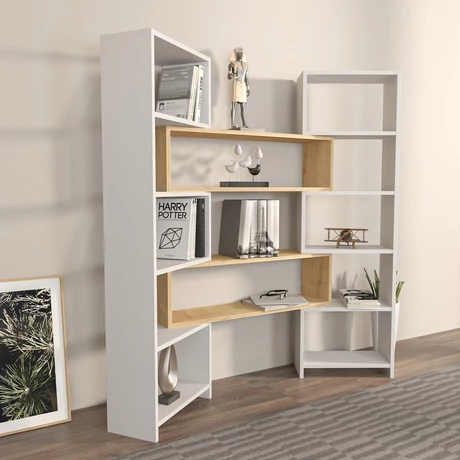 könyvespolc Poyraz - White, Oak
