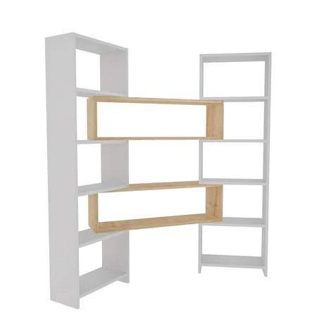 könyvespolc Poyraz - White, Oak