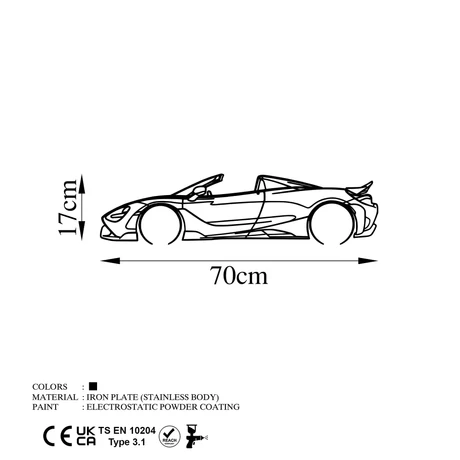 Fém fali dekoráció, McLaren 720S Silhouette