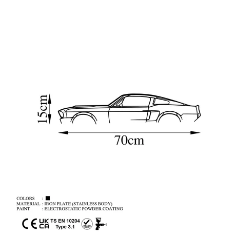 Fém fali dekoráció, 1967 Ford Mustang Shelby GT500 Silhouette