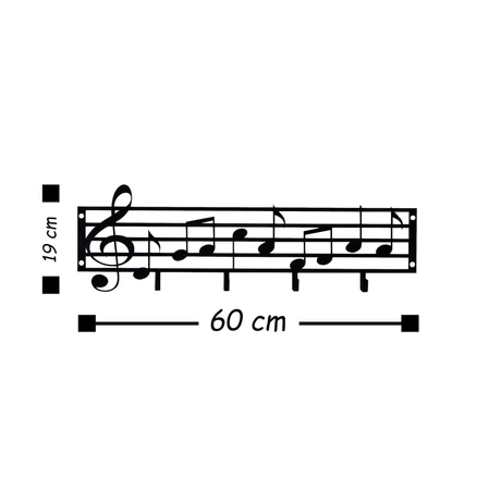 Fali Dekoráció  - Fém fali akasztó, Note
