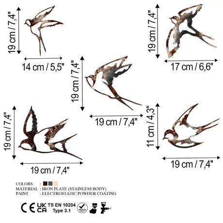 Fém fali dekoráció, Birds-2