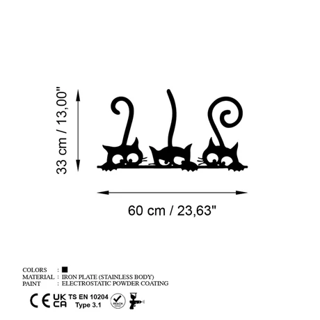 Fém fali dekoráció, Cat 5