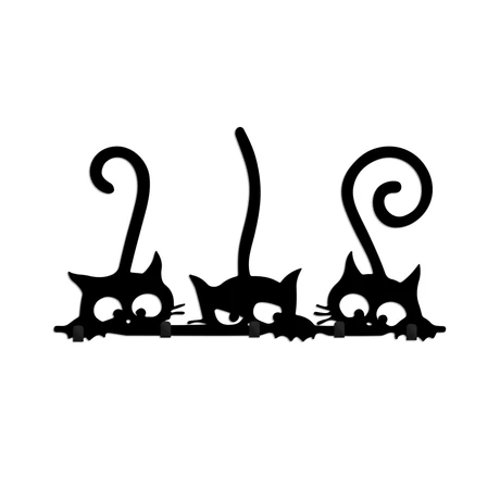 Fali Dekoráció  - Fém fali akasztó, Hidden Cats