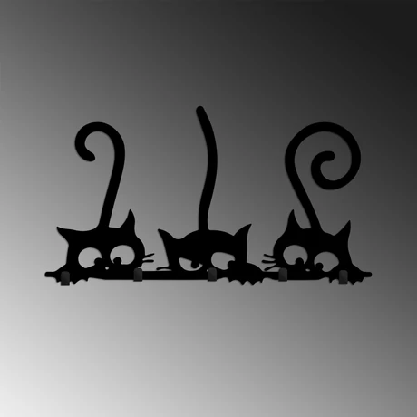 Fali Dekoráció  - Fém fali akasztó, Hidden Cats