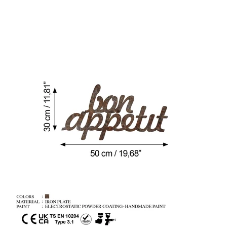 Fém fali dekoráció, Rusty Bon Appetit