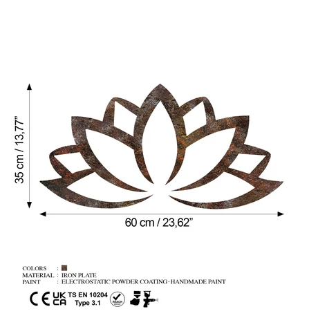 Fém fali dekoráció, Rusty Lotus