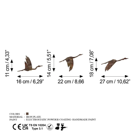 Fém fali dekoráció, Rusty Birds 1