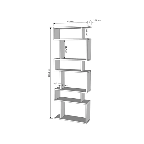 könyvespolc Bates - White, Oak
