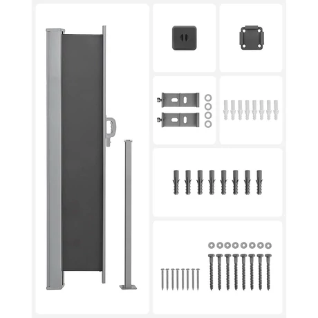 Oldalsó napellenző erkélyre és teraszra 300 x 160, cm, füstszürke