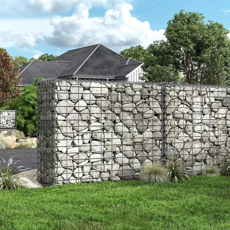 Horganyzott acél gabion kosár, kerti dekor válaszfal, 100 x 80 x 30 cm