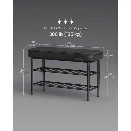 EKHO Cipőpad, Bejárati cipőtartó 30x80x50 cm, fekete