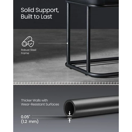 EKHO ülőpad, műbőr kárpitozott pad 40 x 120 x 45 cm, fekete