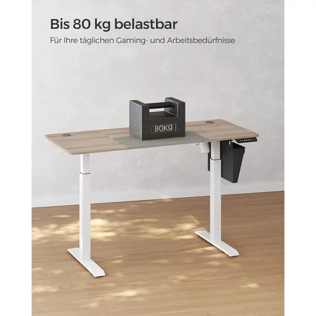 Állítható magasságú elektromos íróasztal memória funkcióval 60x140 cm, fehér-greige