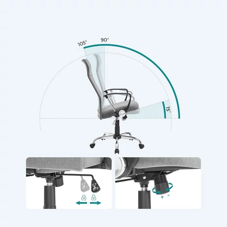 Irodai szék, ergonomikus szék párnázott üléssel, szürke