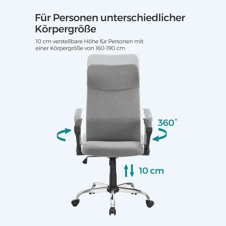 Irodai szék, ergonomikus szék párnázott üléssel, szürke