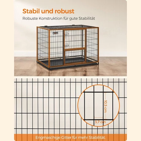 Nagy teherbírású kutyaketrec, hordozható ketrec 107x70x74,9 cm, fekete | FEANDREA