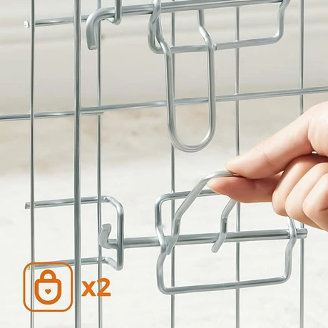 Kutya kennel, kutyaketrec, 61 cm magas, összecsukható kifutó 8 paneles, ezüst | VASHOME