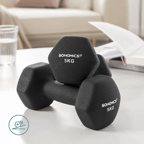 Neoprén súlyzók csúszásmentes fogantyúval 2x5 kg, fekete