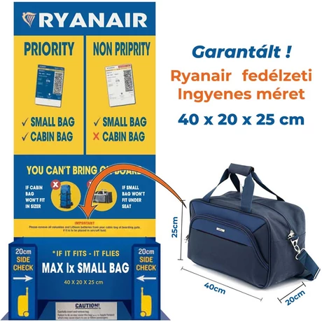 Ryanair/Wizzair kabintáska 40x20x25 cm, Bontour AIR Utazótáska, Kék