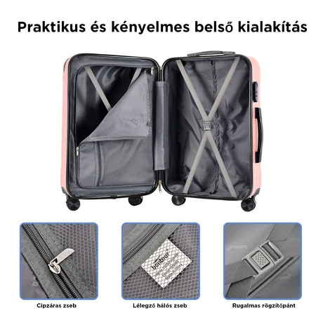 BONTOUR VERTICAL 4 Kerekes Közepes Bőrönd 65x44,5x27cm, M méretű, Rose gold