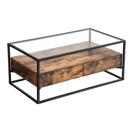 Üveges dohányzóasztal Rusztikus stílusú 106 x 57 x 45 cm