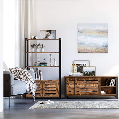 Könyvespolc, tárolószekrény 3 polccal 70 x 30 x 121,5 cm, rusztikus barna