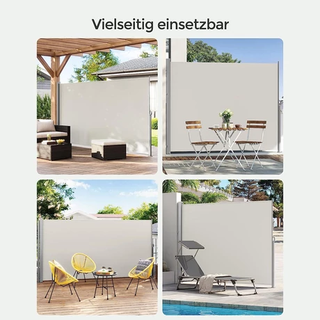 Oldalsó napellenző, kihúzható napellenző, 180 x 350 cm, taupe