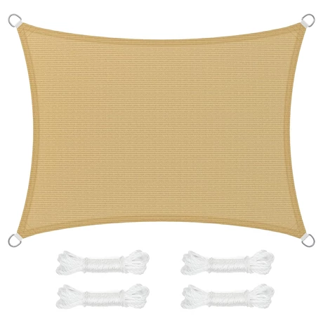 Légáteresztő napvitorla, 3 x 4 m, homok sárga