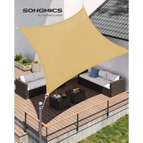 Légáteresztő napvitorla, 3 x 4 m, homok sárga