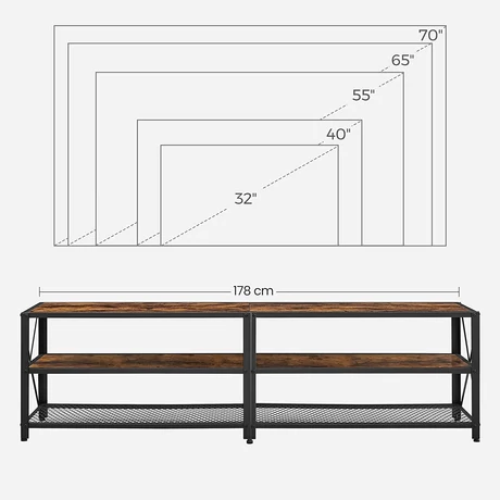 TV szekrény polcokkal, 178 x 52 x 39 cm, rusztikus barna