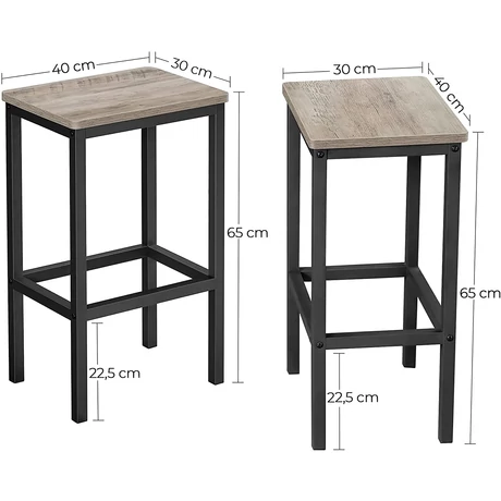 2 db bárszék szett Konyhai székek 40 x 65 x 30 cm, greige-fekete