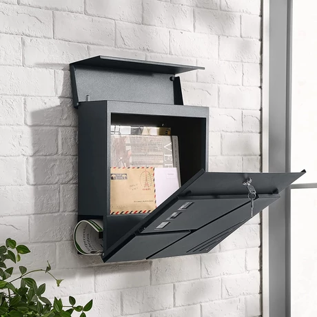 Falra szerelhető postaláda, 37 x 37 x 10,5, antracit