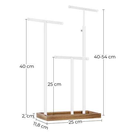 Ékszertartó 2 az 1-ben, 25 x (41,5-56,5) x 11,8 cm, barna és fehér