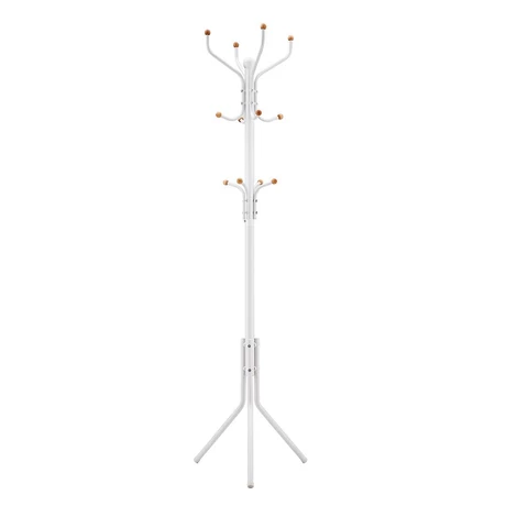 Álló fogas, erős fém kabáttartó, 182 cm magas, fehér