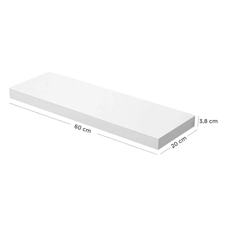 Fali polc 60 x 20 x 3,8 cm, fehér