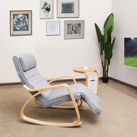Hintaszék, relaxációs szék 5 irányban állítható lábtartó, világosszürke