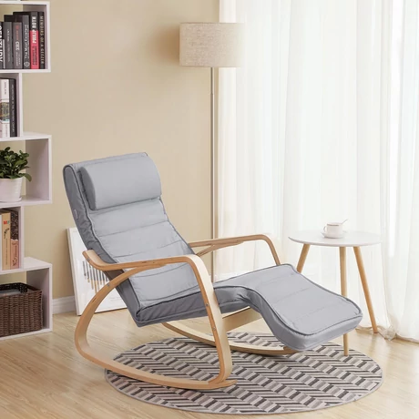 Hintaszék, relaxációs szék 5 irányban állítható lábtartó, világosszürke